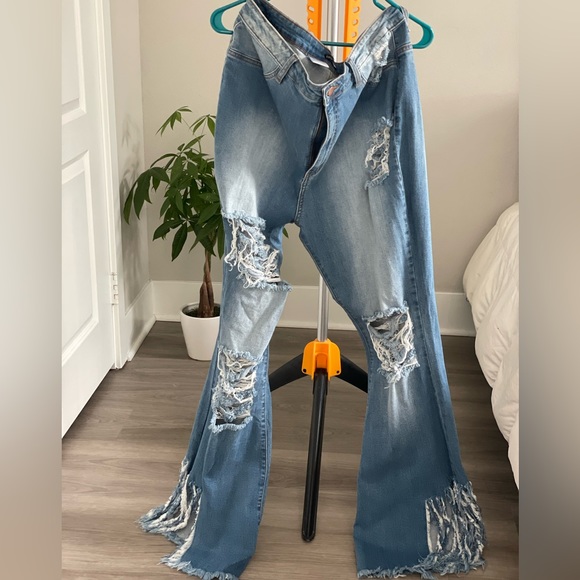 Fashion Nova Jeans Fashion Nova Distressed Flared Jeans Poshmark